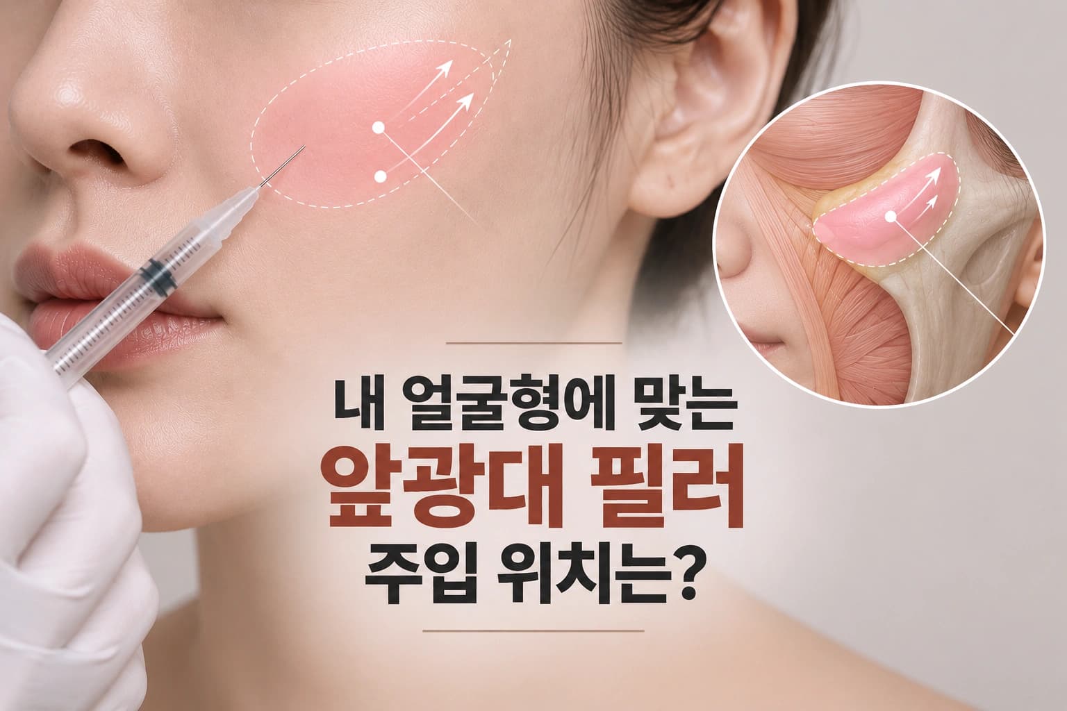 얼굴 구조에 따른 앞광대 필러 주입 위치를 설명