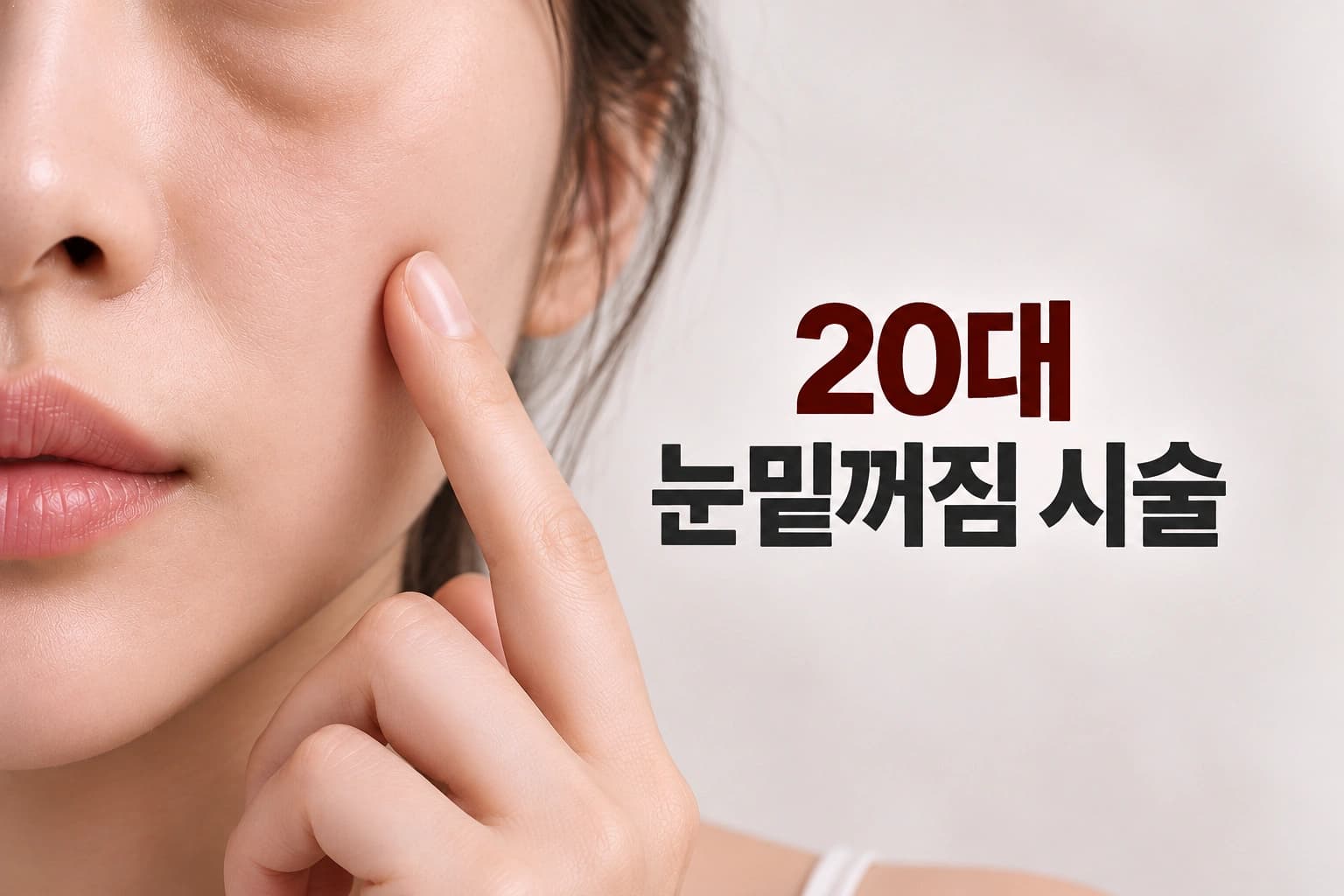 20대 눈밑꺼짐 시술을 주제로 여성의 눈밑 부위를 강조한 컨텐츠 썸네일 이미지
